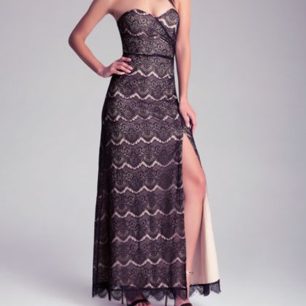 Bebe Strapless Lace Gown